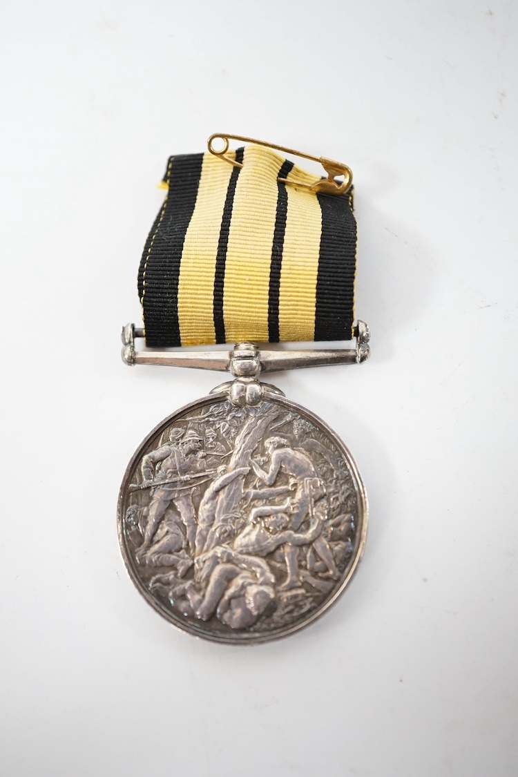 A Queen Victorian East and West Africa Medal, awarded to ‘1388 2nd Corporal, E. Dalby, A.H.C., 1873-4’. Condition - some significant wear to the rim, and the edge possibly skimmed and re-engraved in places.
